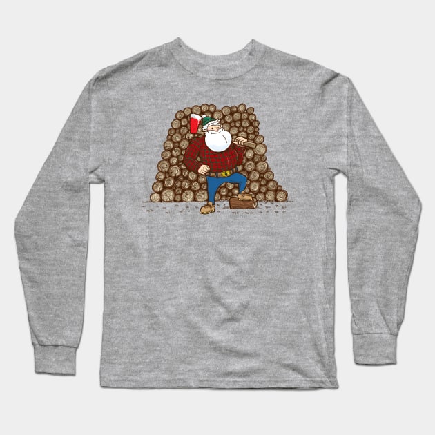 Lumberjack Santa Long Sleeve T-Shirt by nickv47